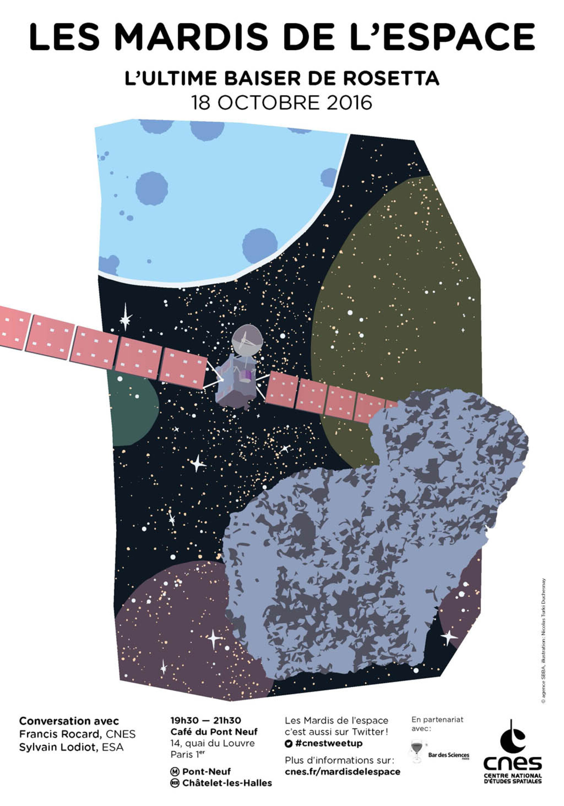 Affiche de la soirée "Les Mardis de l'espace: l'ultime baiser de Rosetta" 