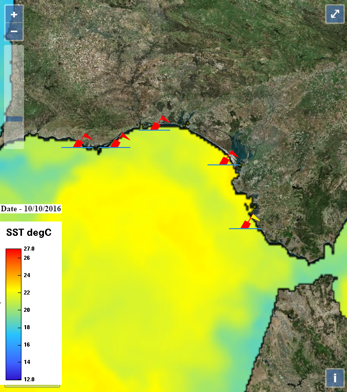 Temperatura da superfície do mar no Golfo de Cádiz