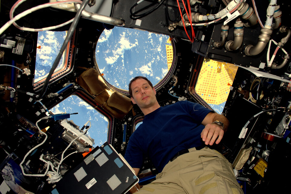Der französische ESA-Astronaut Thomas Pesquet auf der ISS. 