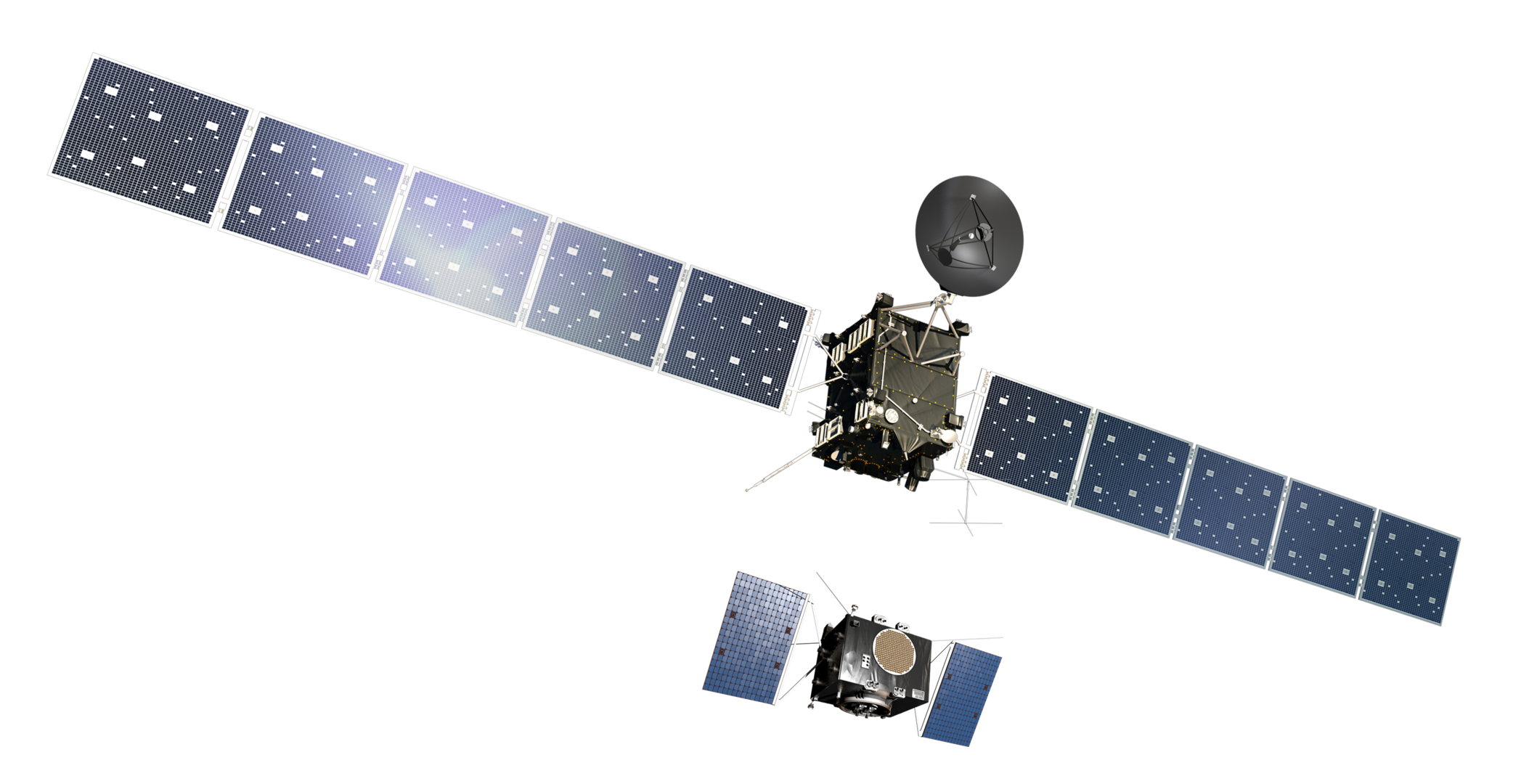 Comparison of Rosetta vs AIM spacecraft in size