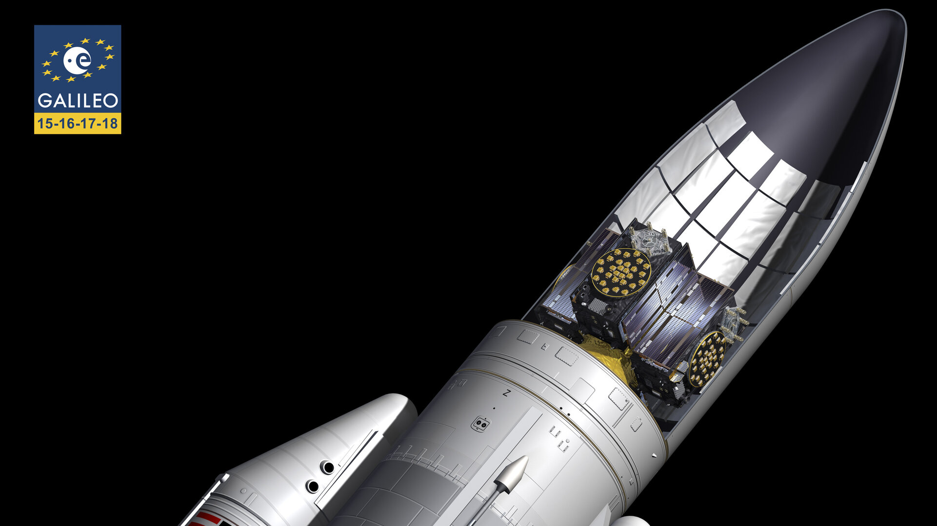 Sección del cohete con los cuatro satélites
