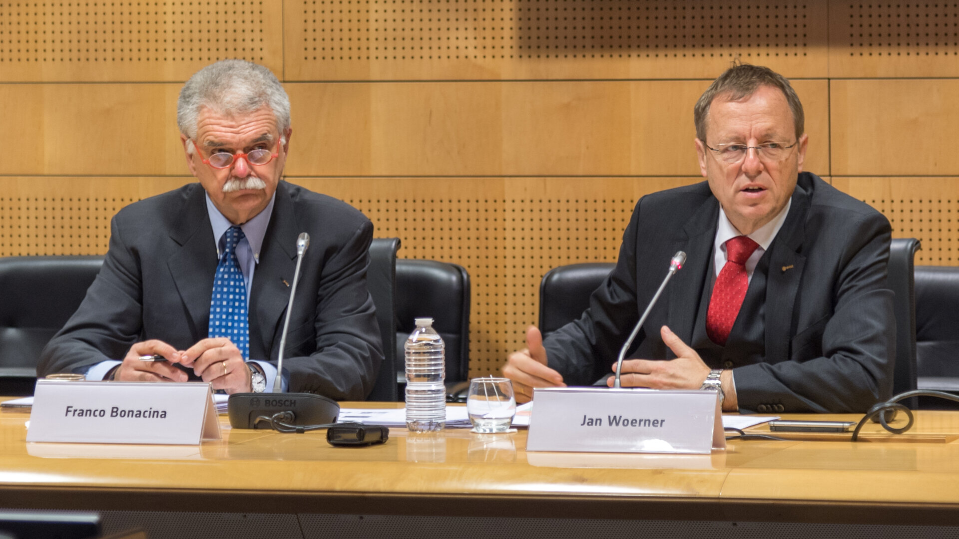 Jan Wörnerand Franco Bonacina during press briefing