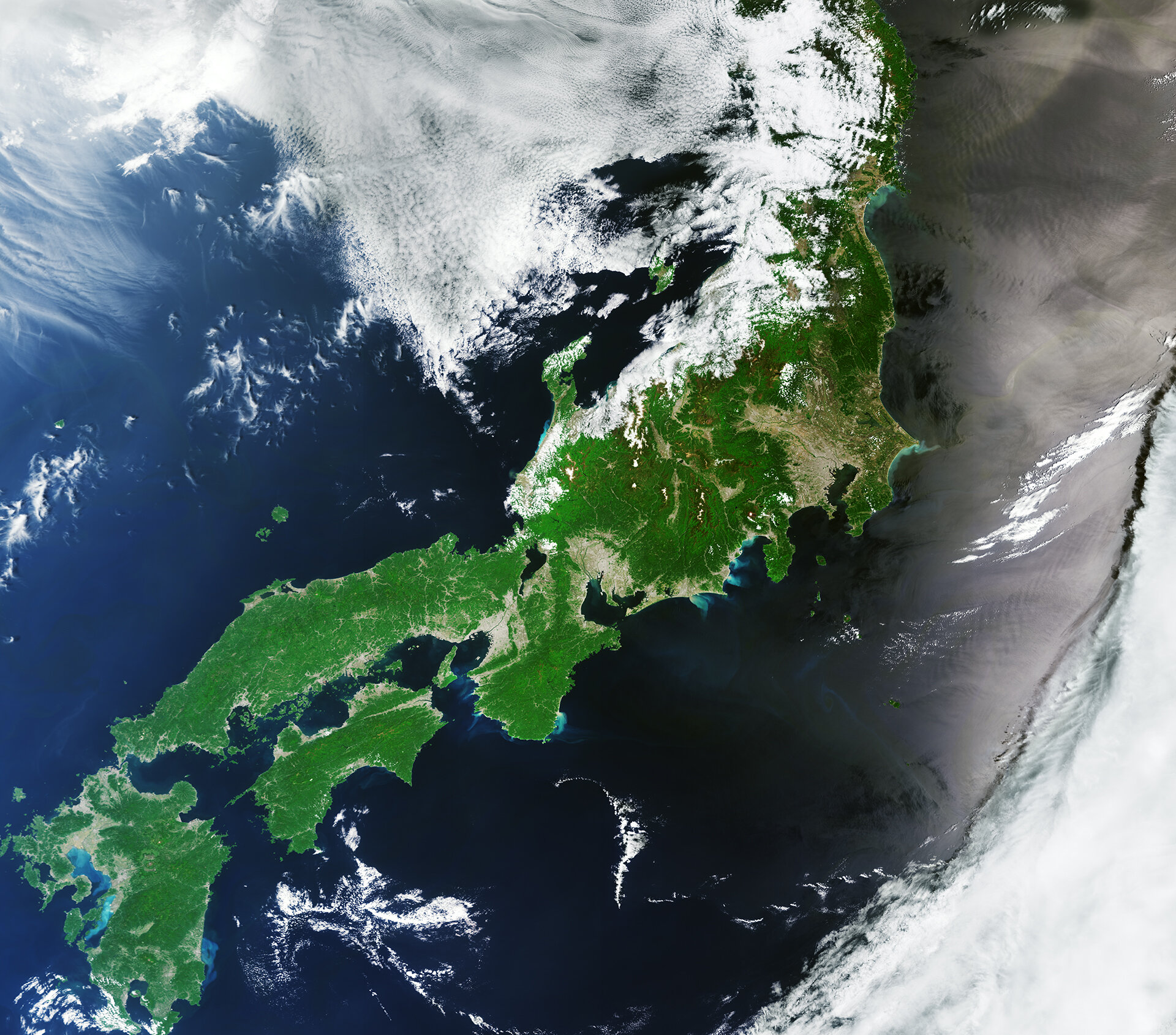 Parte del Giappone nell'immagine da satellite Sentinel-3A 