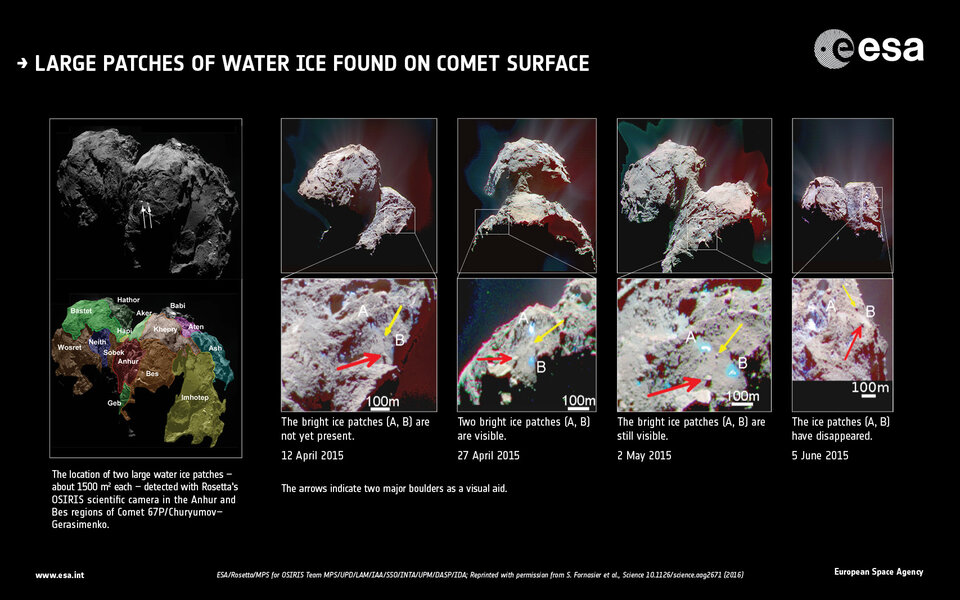 Large patches of water ice 