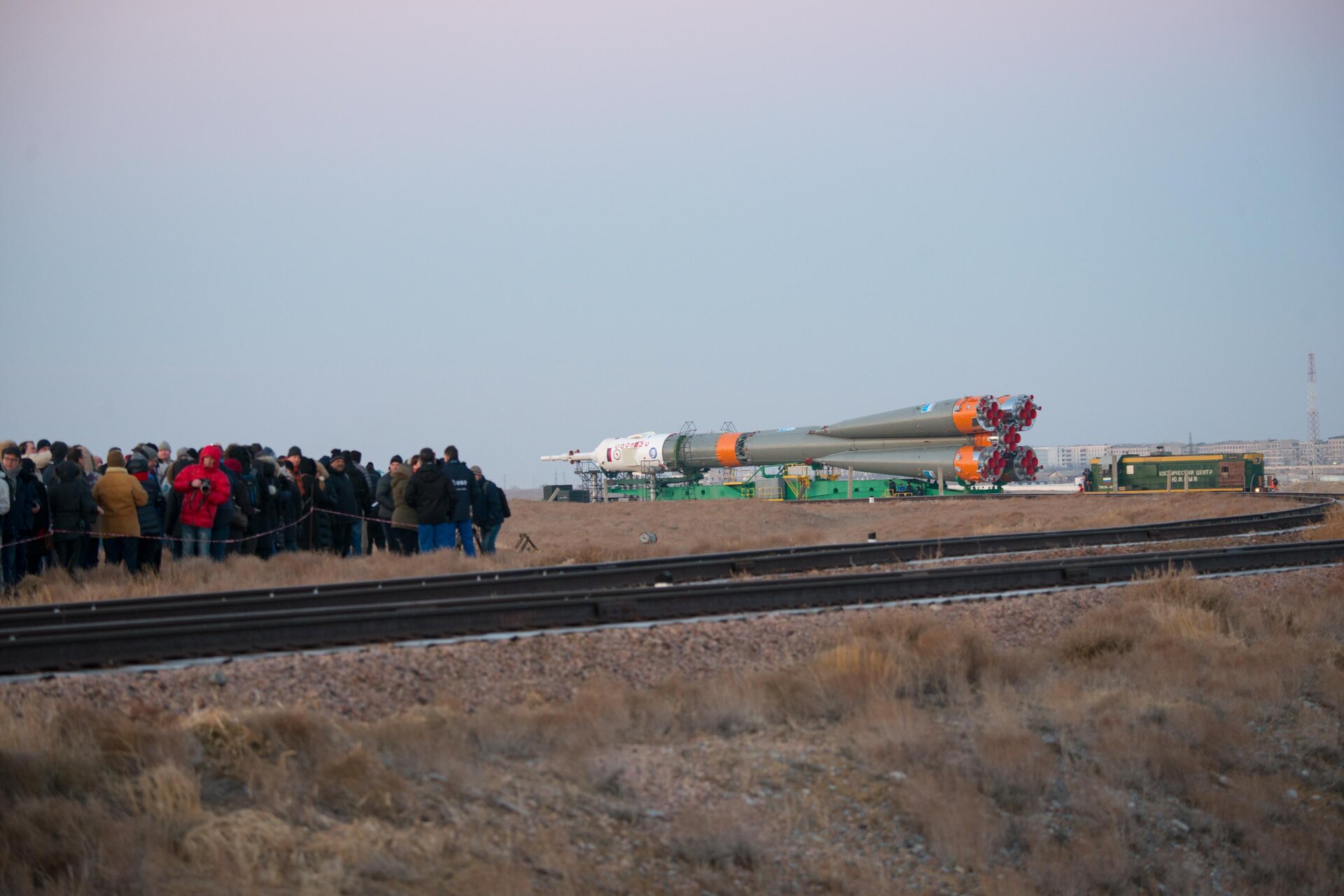 Soyuz spacecraft roll out