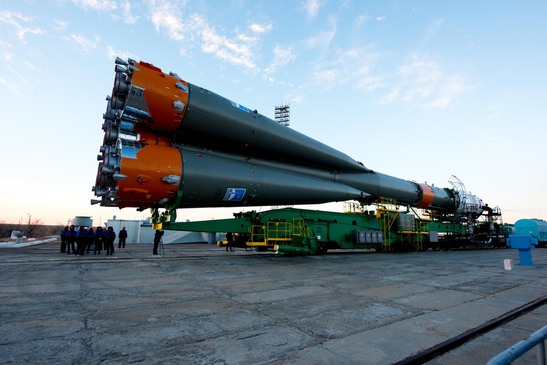 Soyuz spacecraft roll out