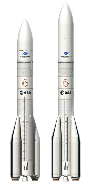 Artist's view of both Ariane 6 booster configurations 