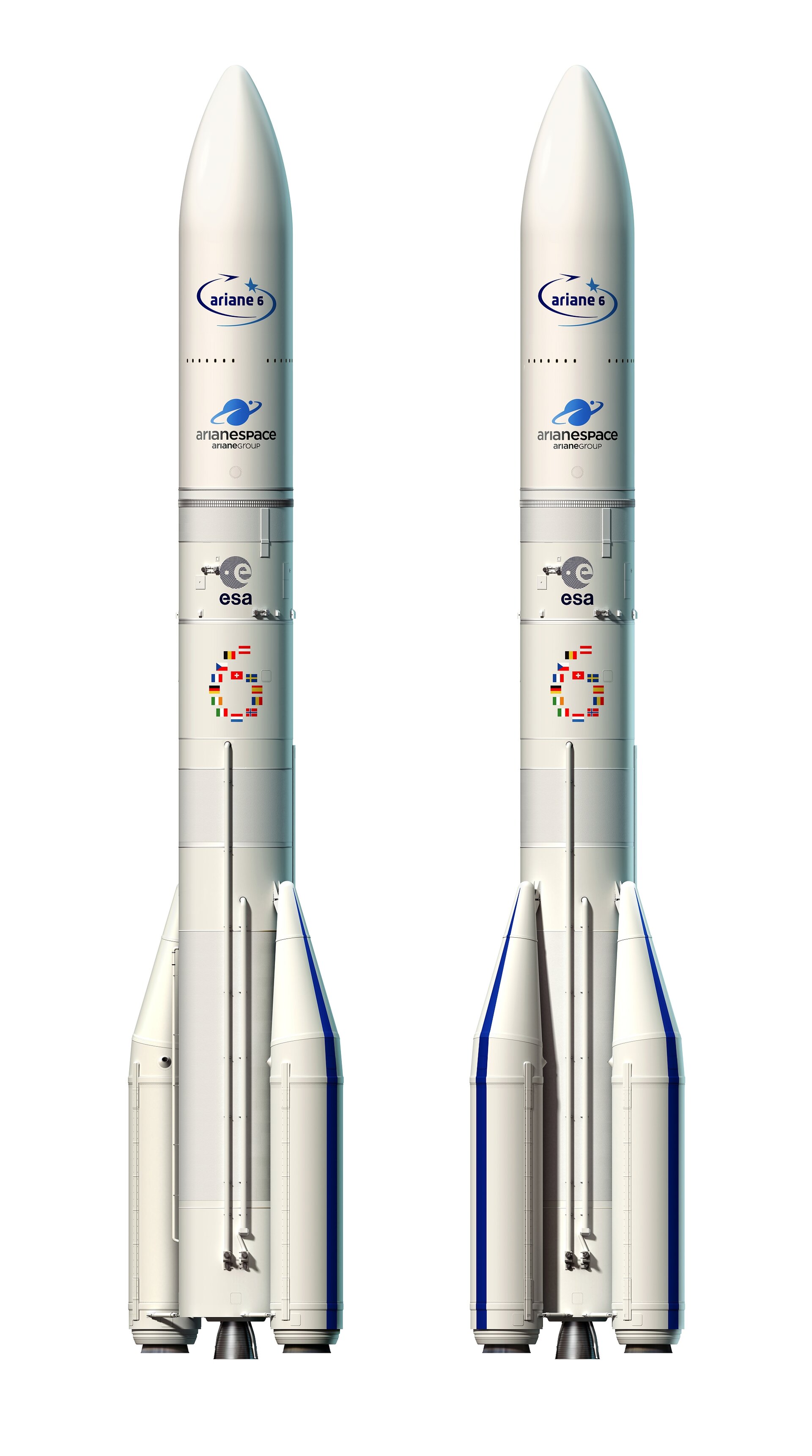 Artist's view of the two configurations of Ariane 6