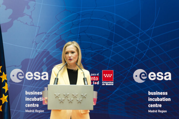 Cristina Cifuentes at the official opening of ESA BIC Madrid Region