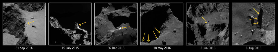Evolução do colapso de um penhasco do cometa