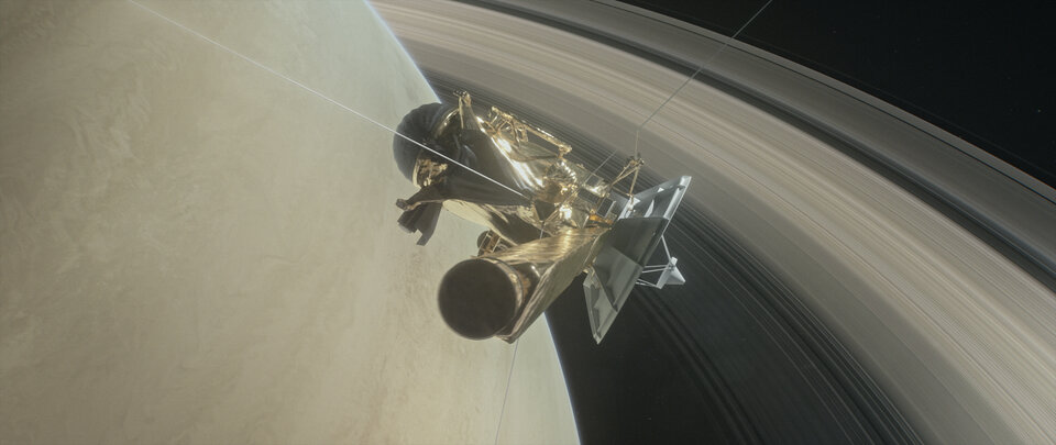 Cassini navigated between Saturn's moons