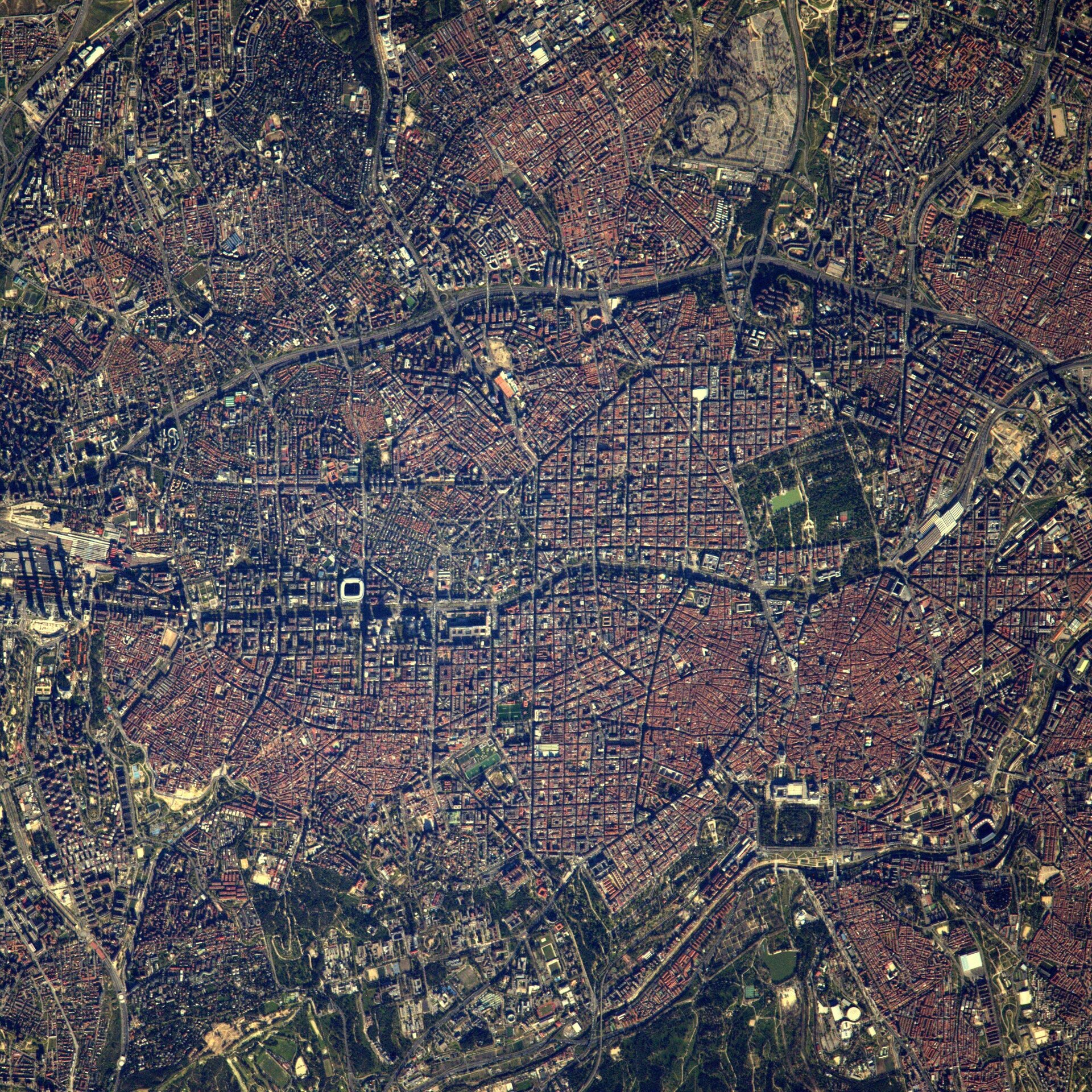 Impresionante vista de Madrid en primavera, desde la ISS. 