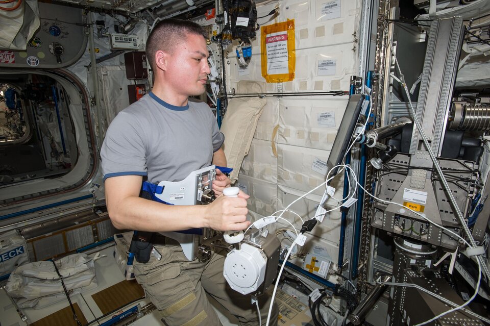 Haptics-1: NASA astronaut Kjell Lindgren using the haptic joystick