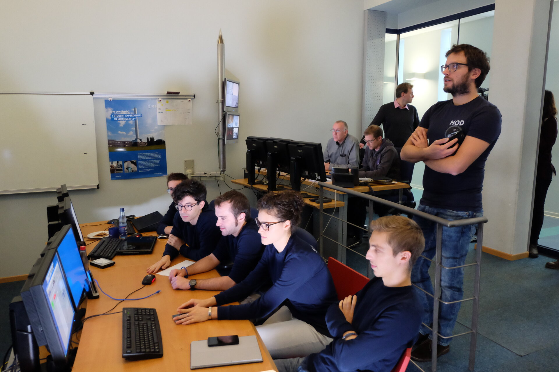 STAR team students preparing for a catapult launch in the control room