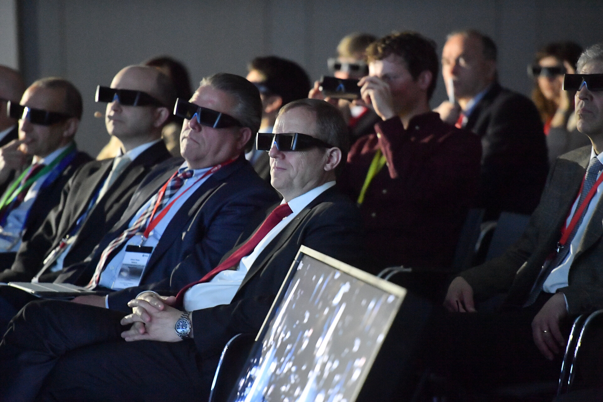 VIPs and other guests watching new ESA 3D space debris movie 