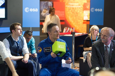 Matthias Maurer during a discussion and Q&A session with the press