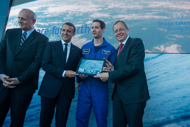 President Emmanuel Macron meets Thomas Pesquet, Jan Wörner, Jean-Yves Le Gall