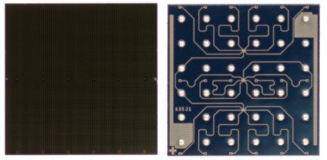 Top and bottom view of single 6x6 mm^2 SiPM detector