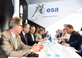 Meeting with Jan Wörner and Igor Komarov at the ESA chalet