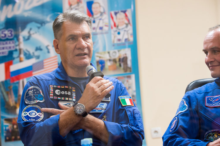 Paolo Nespoli during the pre-launch press conference