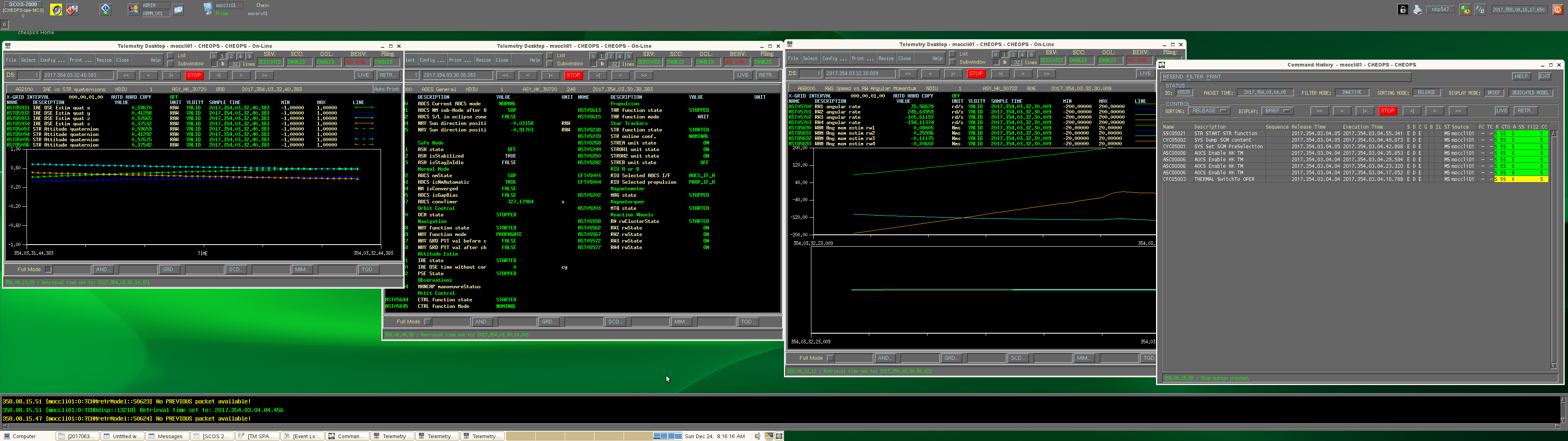 Screenshot of the spacecraft control system