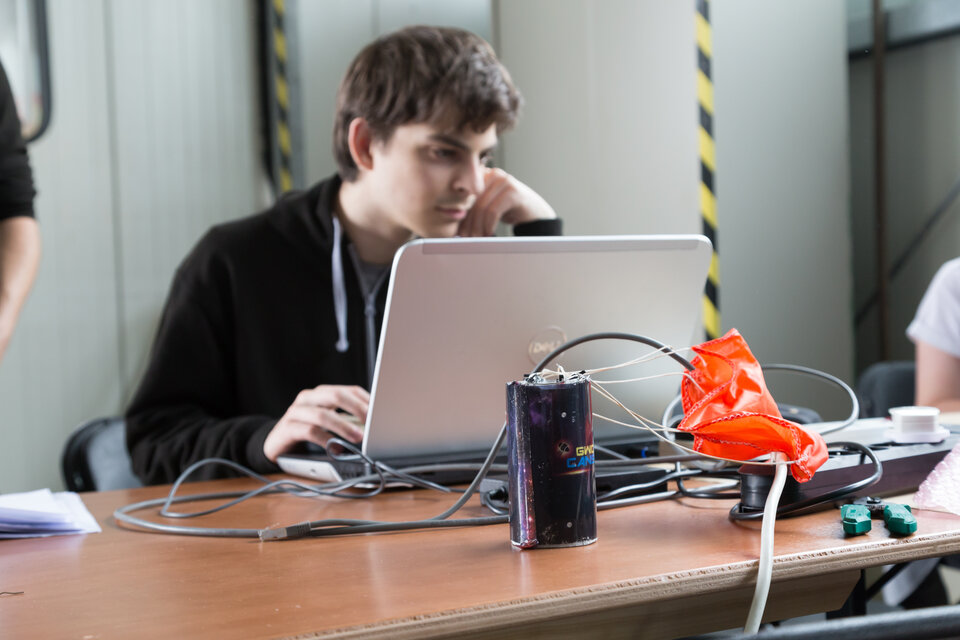 Student getting ready for launch at the 2017 European CanSat Competition