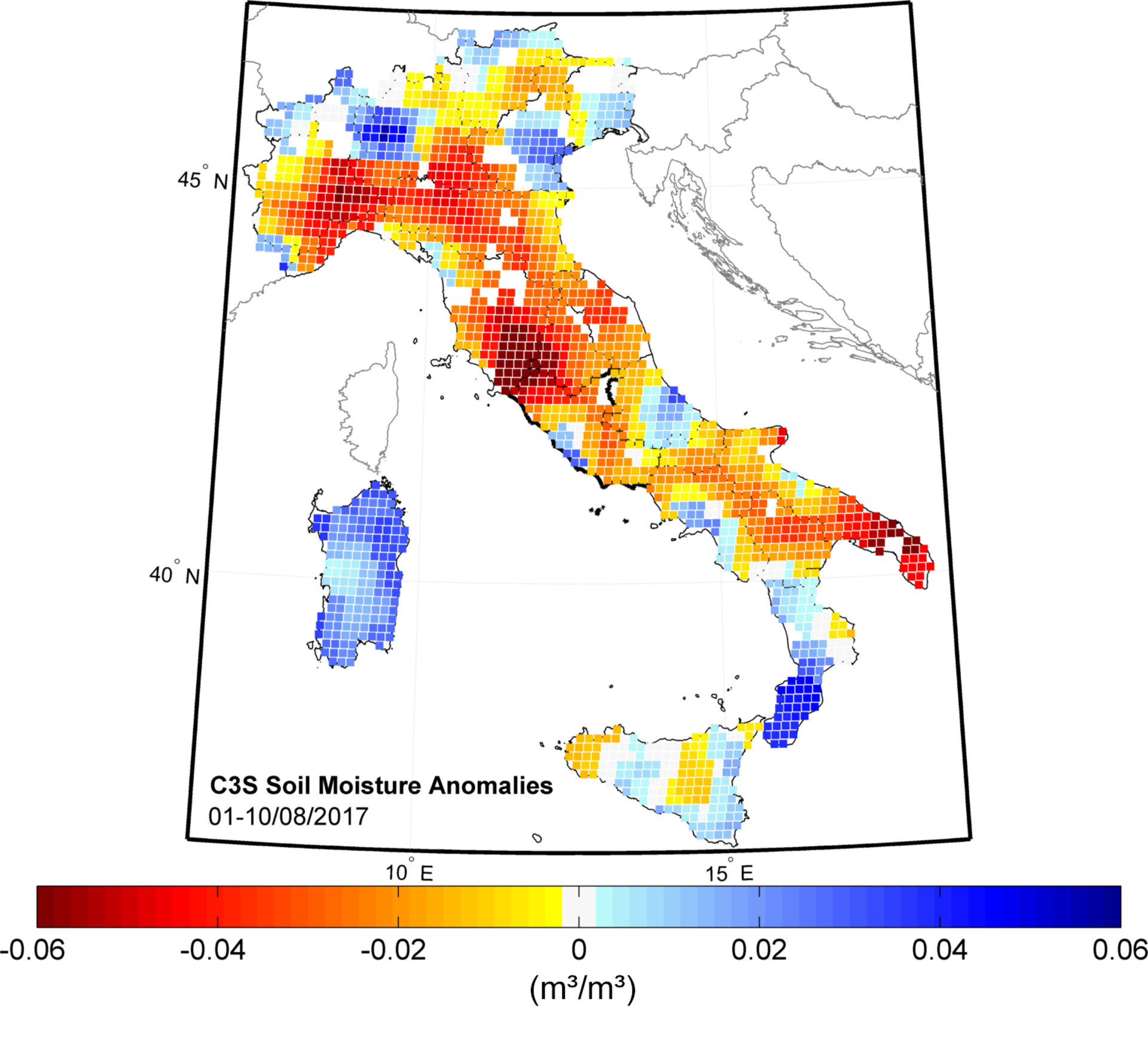 August 2017 soil moisture anomalies