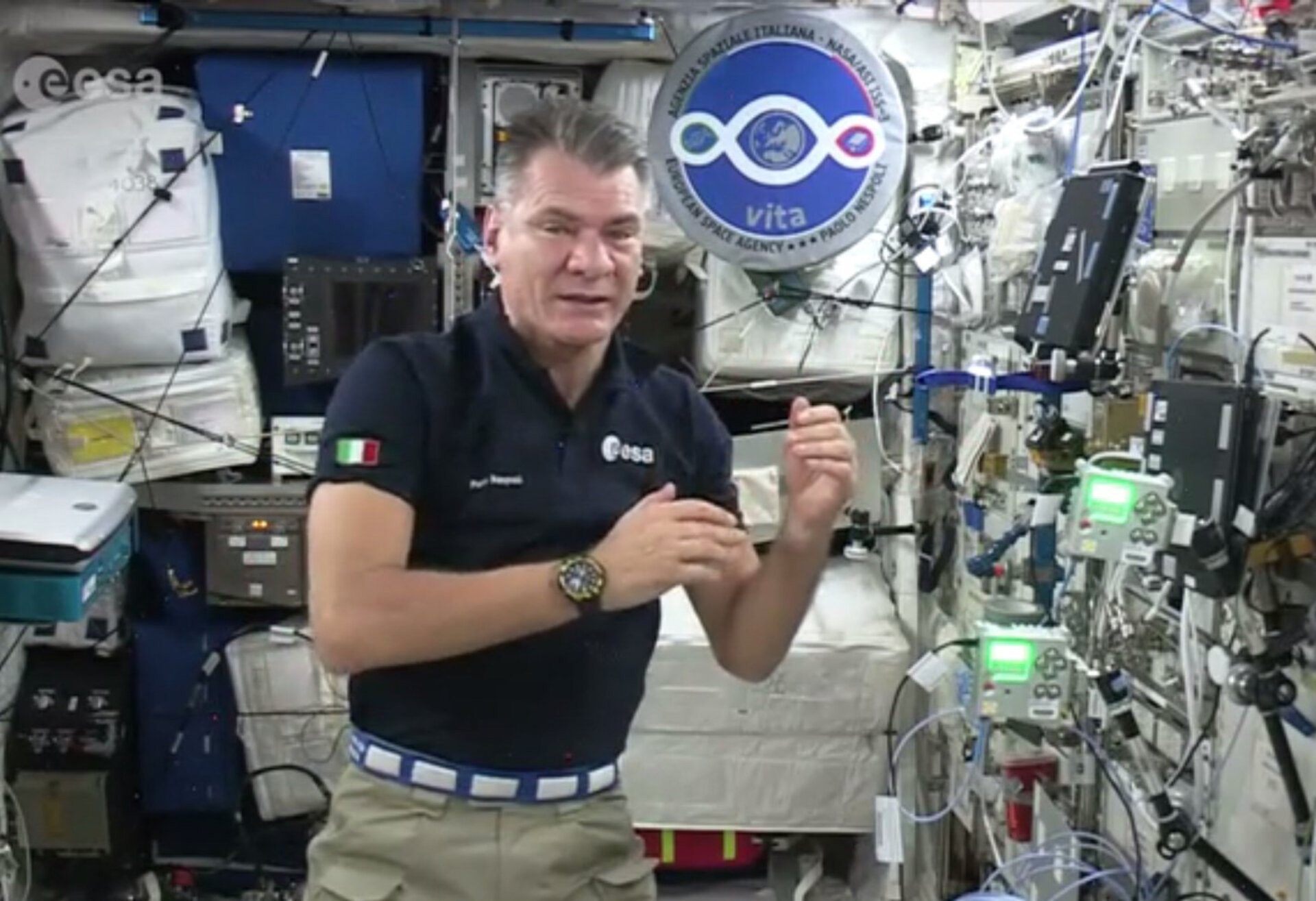 Paolo Nespoli with AstroPI on ISS