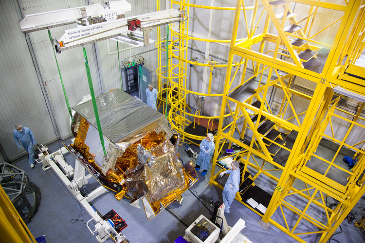 Sentinel-5P being lifted into position