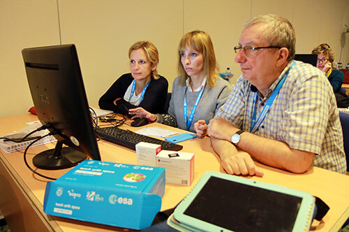 Teachers learning about AstroPI during ESA Summer Teacher workshop