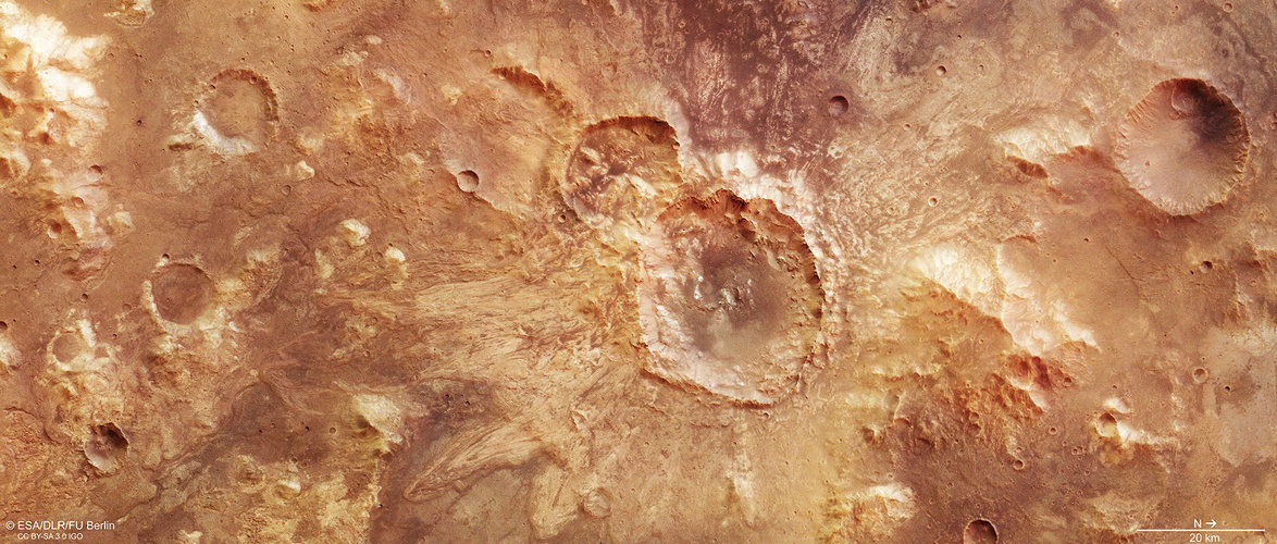 Water-rich impact crater on Mars