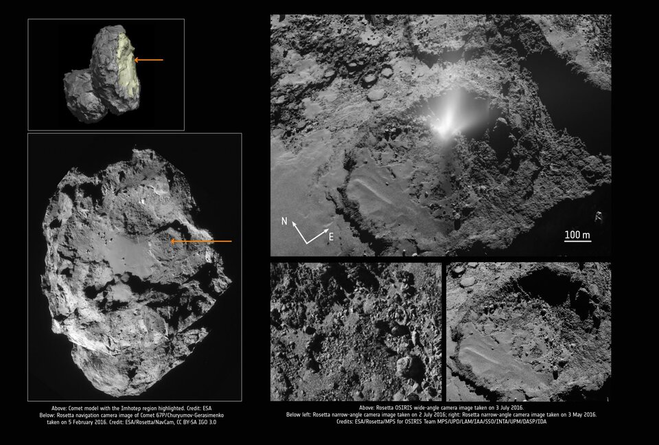 Výtrysk na kometě zasazený do širšího kontextu