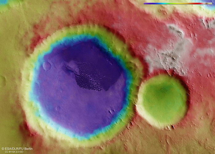 Dune-filled crater topography 