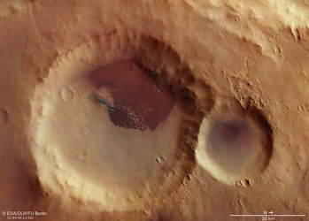 Dune field in a crater, plan view