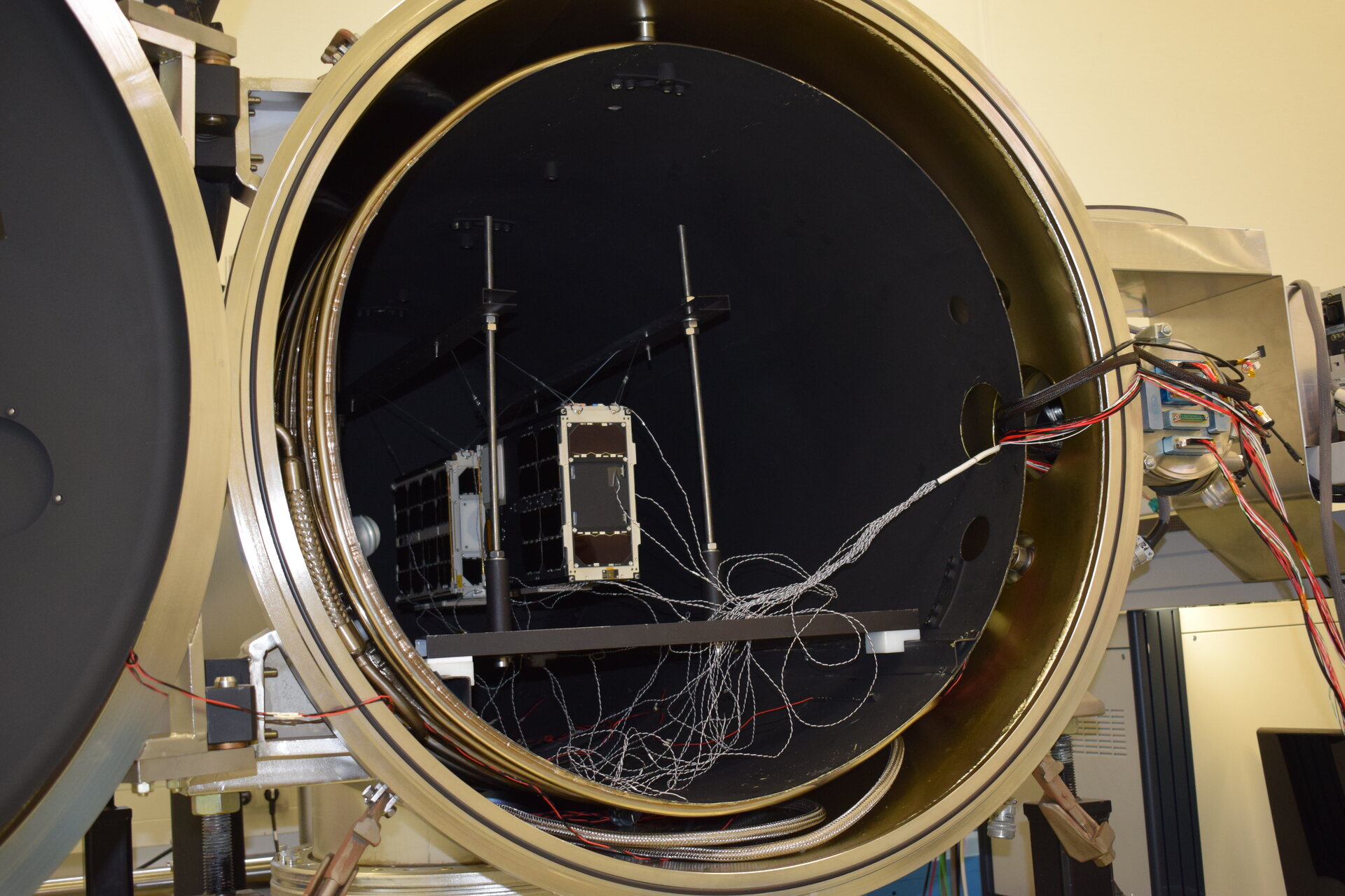 CubeSats inside Mechanical Systems Lab chamber