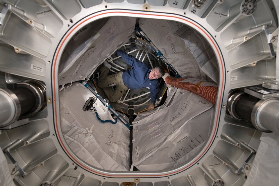 Astronaut in inflatable BEAM module