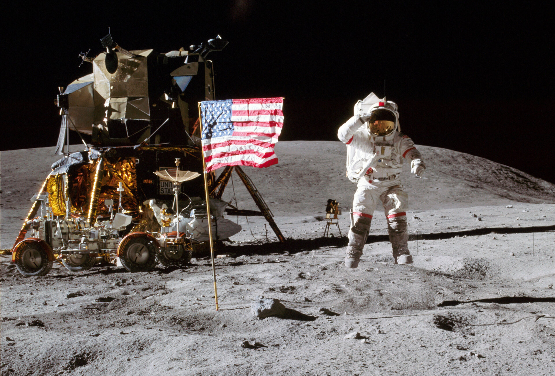 Apollo 16 commander John Young on the moon 
