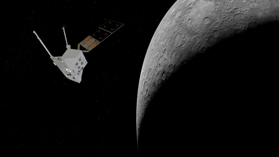 L'orbiteur de l'ESA, MPO, en orbite autour de Mercure