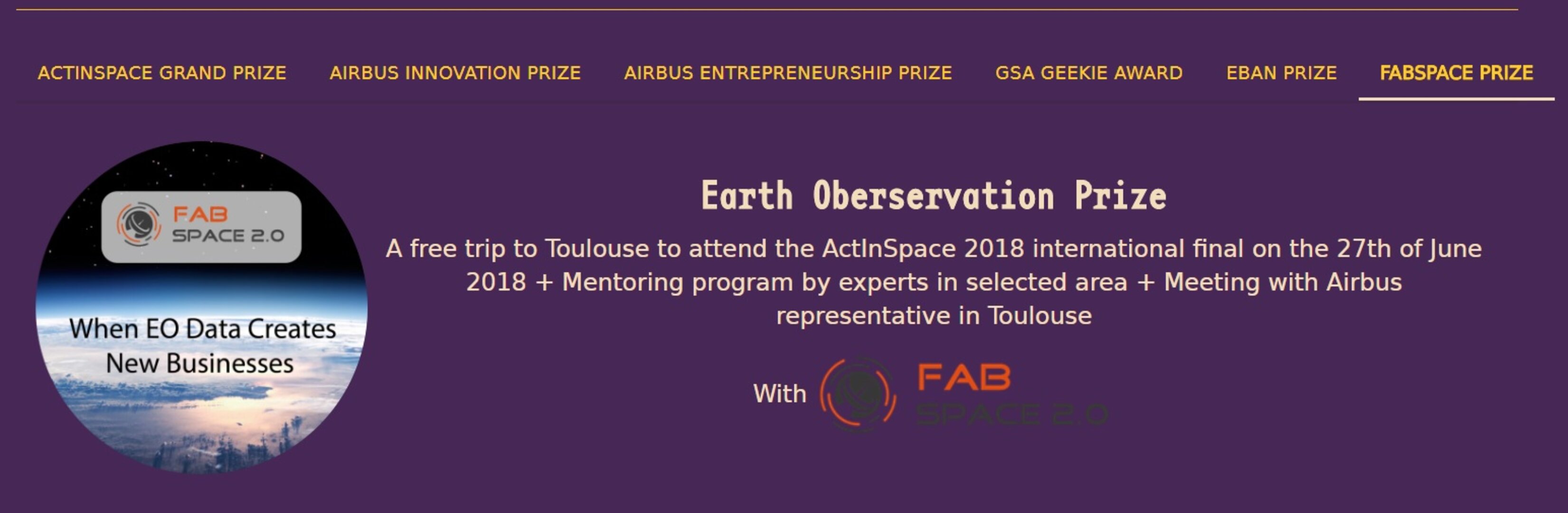 ﻿ActInSpace 2018 - FABSPACE PRIZE