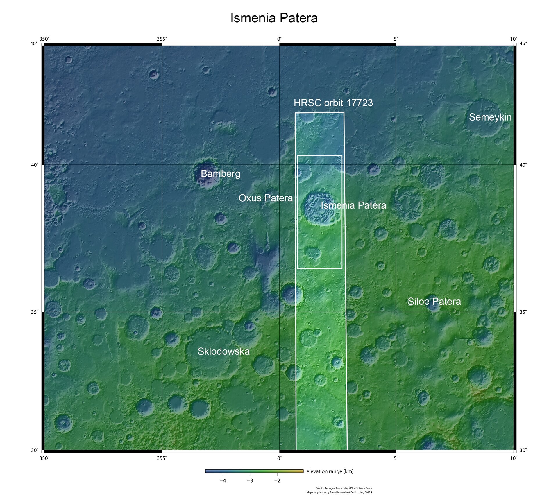 Ismenia Patera in context within Arabia Terra