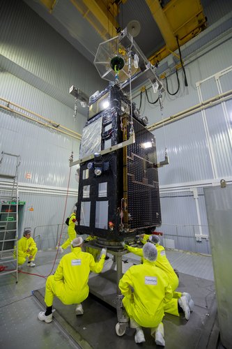 Sentinel-3B being mated with the Rockot adapter 