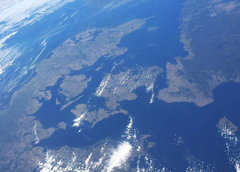 Denmark from space, photographed by the Danish astronaut Andreas Mogensen 