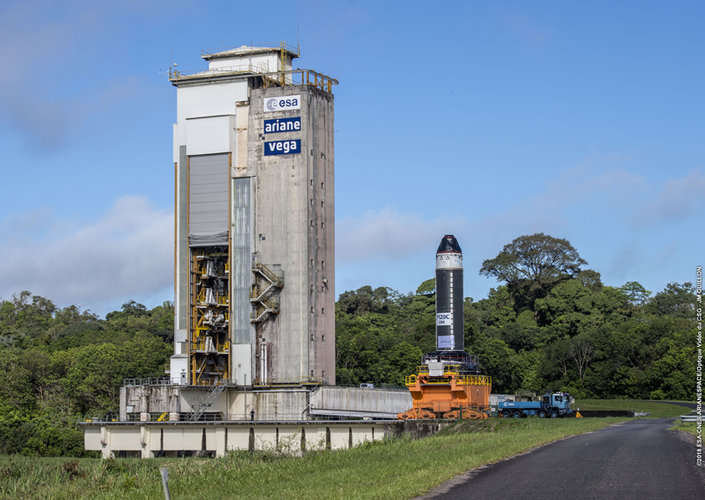 P120C rocket motor transfer to test stand at Europe's Spaceport