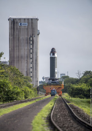 P120C rocket motor transfer to test stand at Europe's Spaceport