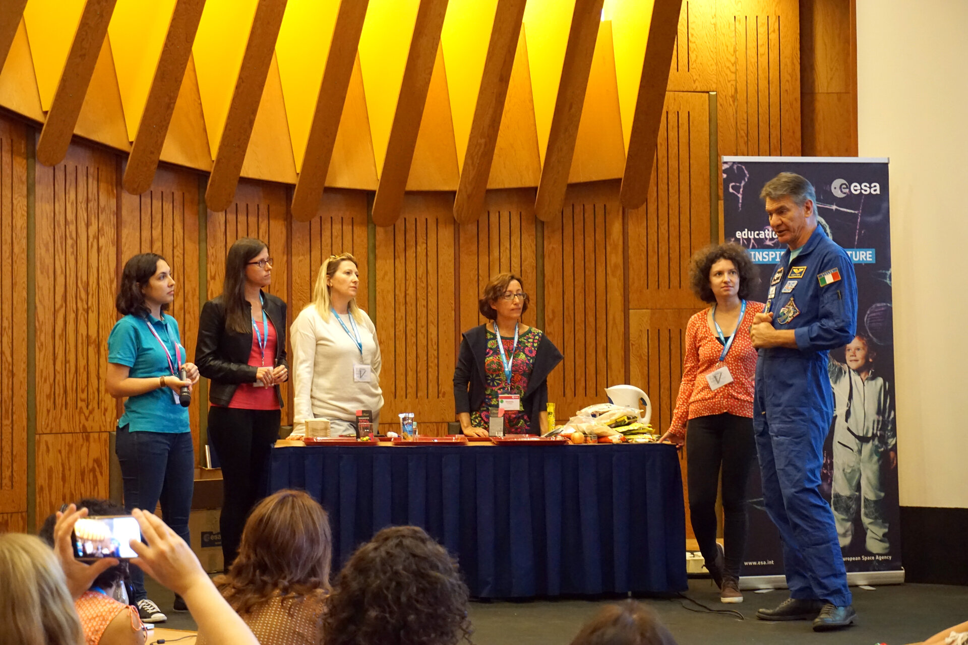 Astronaut Paolo Nespoli participating in a practical session with the teachers
