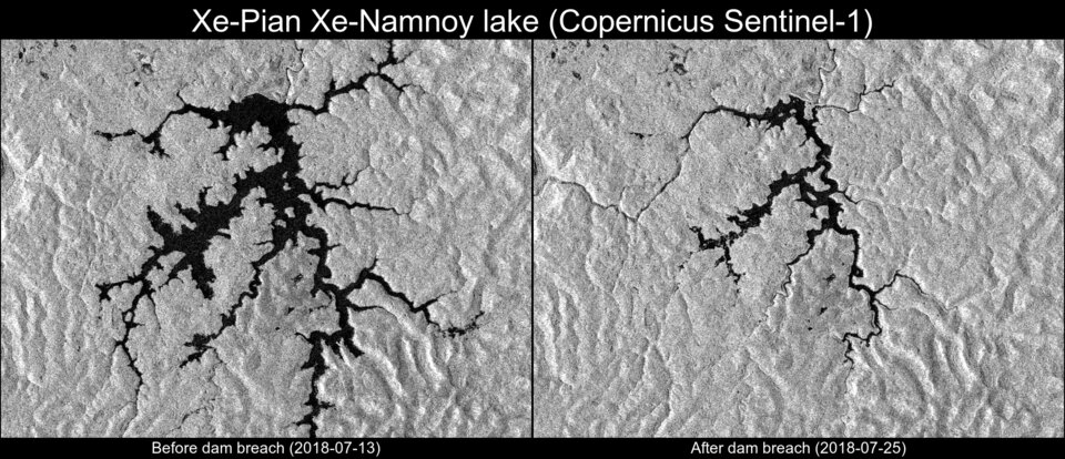 Dam failure in the Xe-Pian Xe-Namnoy lake area