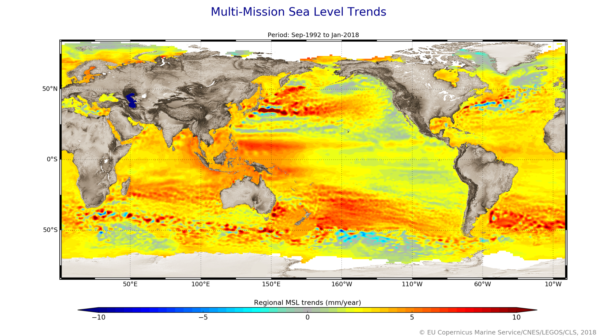 Tendências regionais do nível do mar