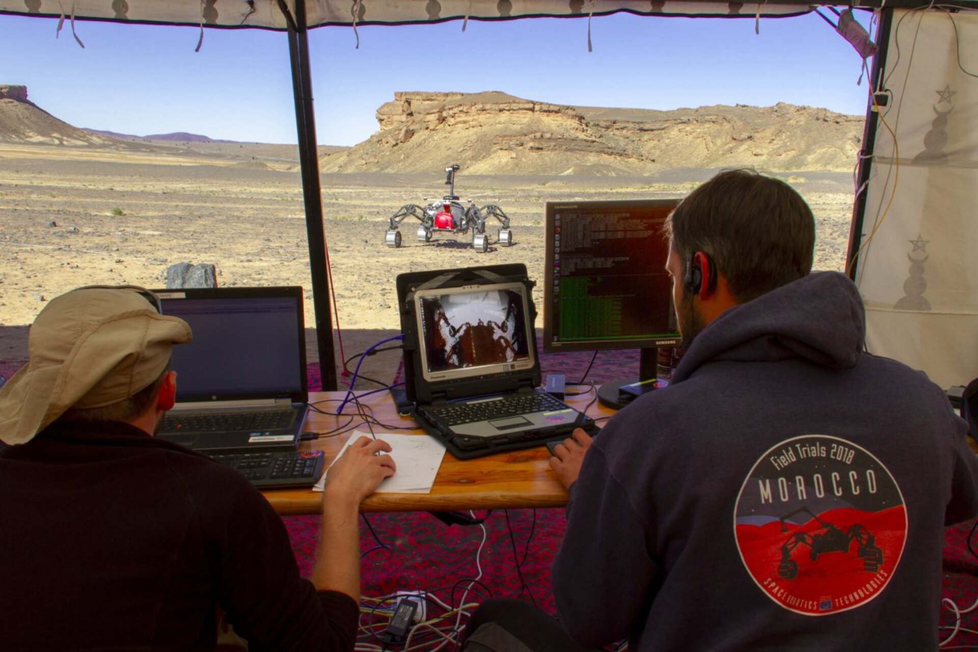 Engineers observing rover progress