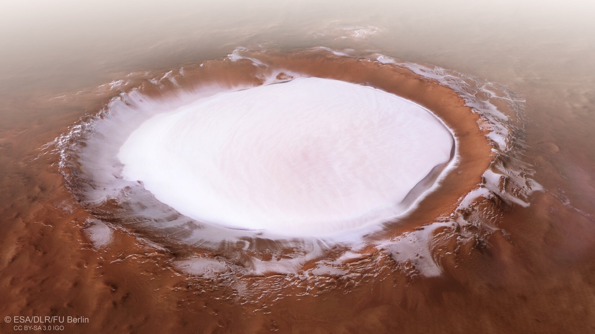 Perspektivische Ansicht des Korolev-Kraters