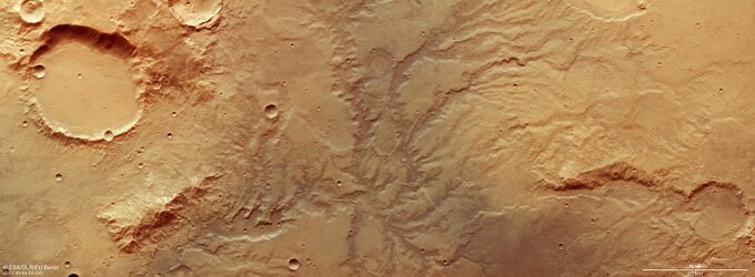 Dried out river valley network on Mars